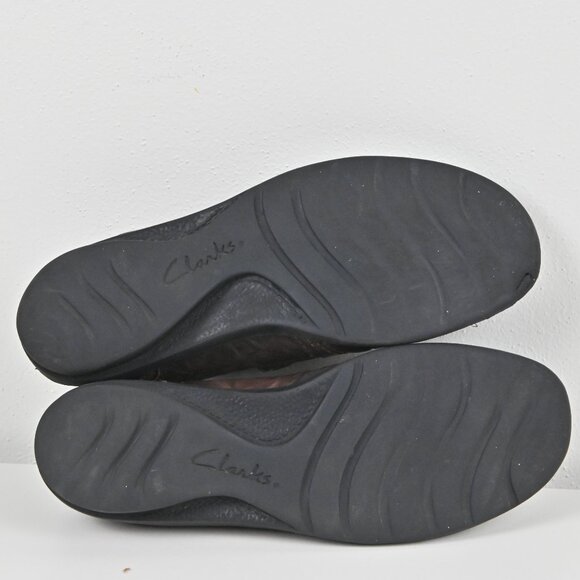 Clarks Bendables Textured Leather Comfy Brown Slip On Loafers Flat US9.5 UK7.5 - Picture 9 of 16